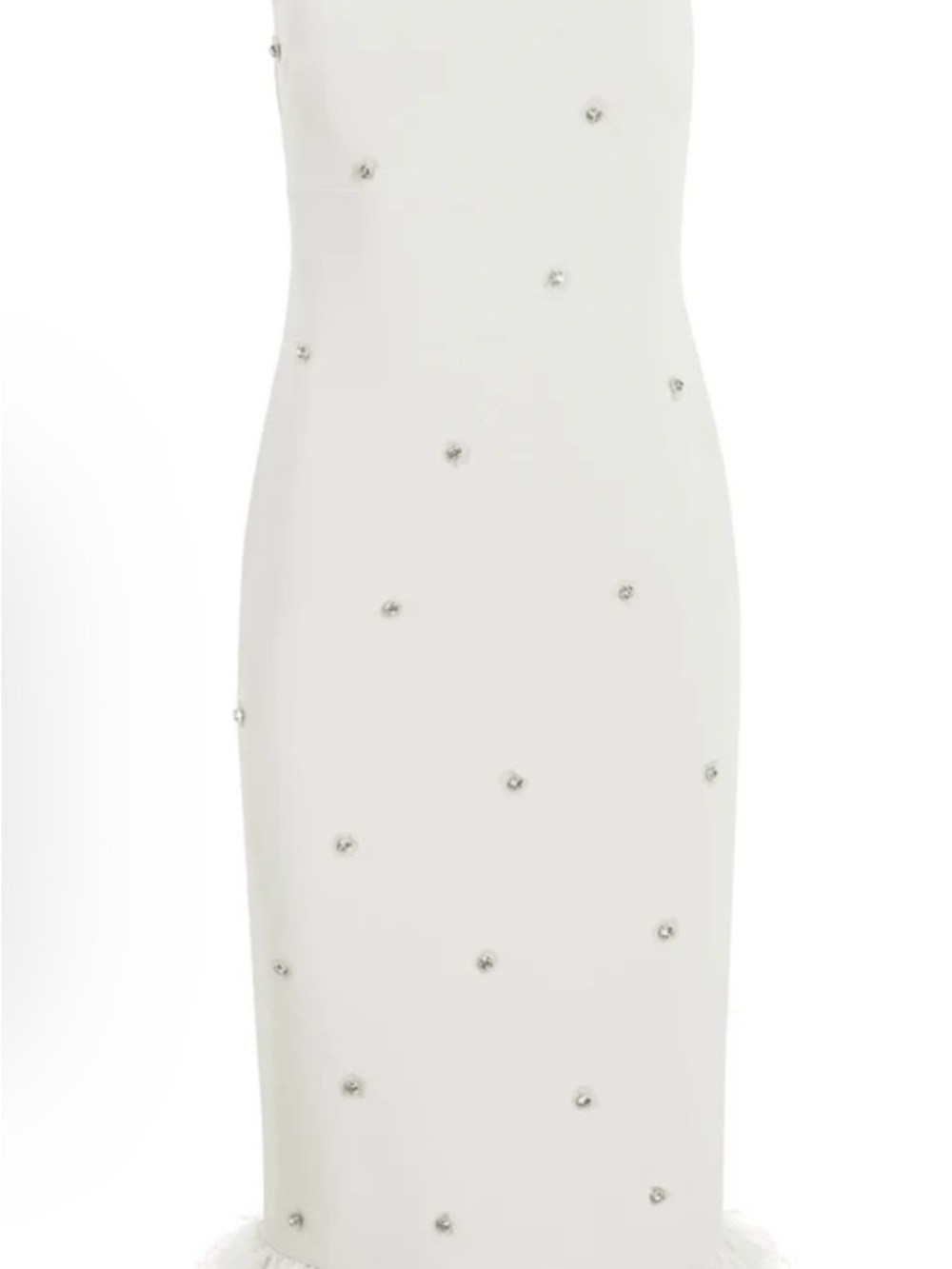 Likely White Strapless Feather-Hem Midi Dress with Crystal Accents - Picture 2 of 6
